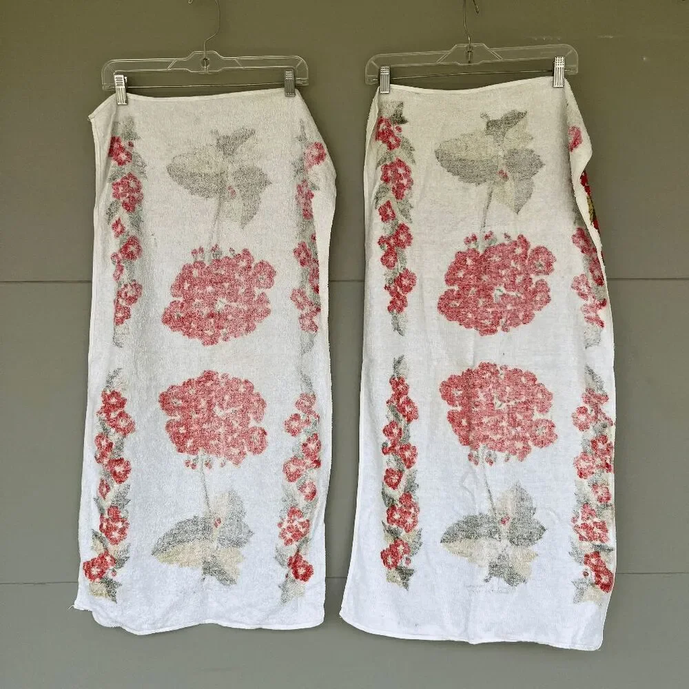 Vintage Geranium Terry Cloth Towels – Set of 2 Orange Floral 36